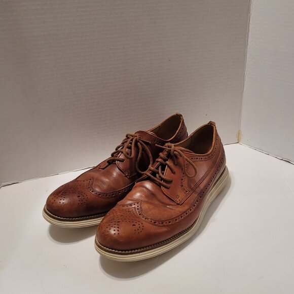 Cole Haan Grand.os Shoes Men's Oxford Wingtip Brown Woodbury Office Shoes 10.5M - Picture 5 of 12